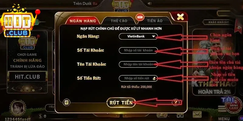 Rút tiền từ cổng game về tài khoản cá nhân dễ dàng